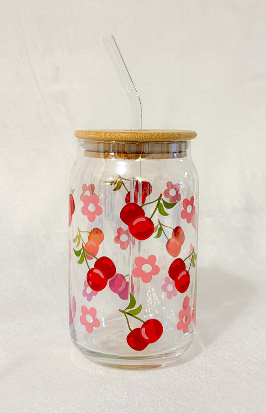 Verre avec couvercle en bamboo et paille réutilisable