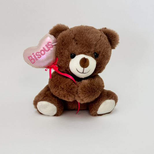 Ourson en coeur 9 po