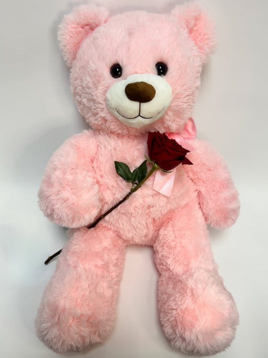 Rose velours - ourson 24 po